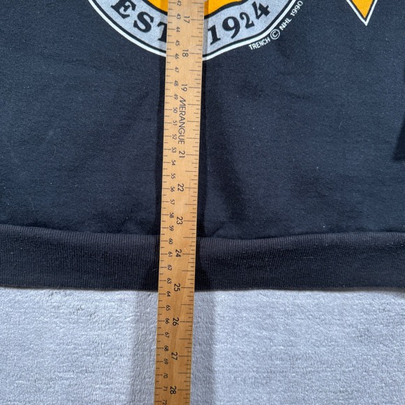 Trench Boston Sweatshirt Mens Medium Black Vintage 1990 Trench NHL Crewneck - Picture 6 of 8